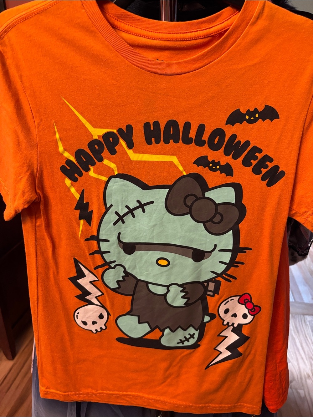 Hello Kitty Orange Halloween Tee with Mint Zombie Graphic